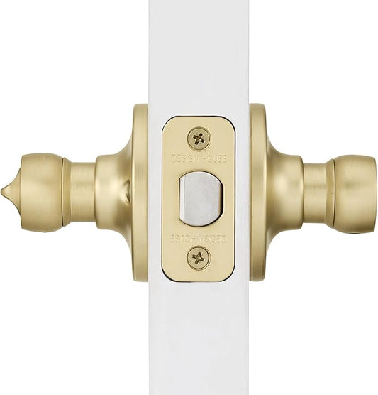 Design House Springdale Privacy Bedroom Bathroom Interior Door Lever Handle Lockset with Lock, Satin Gold, 6.375 in x 1.94 in x 2.625 in, Item 728907