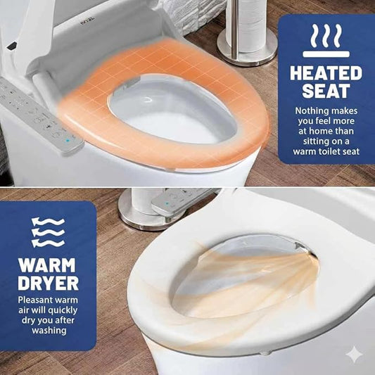 J-2 Smart Electric Bidet for Toilet Seat, Fits Round toilets,Warm water, Heated bidet toilet seat, Heated Dryer, Child Function, Stainless Steel Self-Cleaning Nozzle, LED Night Light