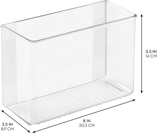 iDesign AFFIXX Plastic Wall Mount Organizer for Kitchen, Bathroom, Office, Bedroom, Garage, Craft Room, 3.5" x 8" x 5.5", Clear