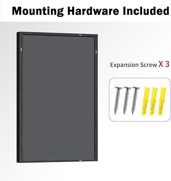 CIRCUMI 24"x40" Black Mirror with Chunky Box Metal Frame, Brushed Finish Rectangular Bathroom Mirrors for Over Sink, Living Room, Entryway, Tempered Glass Mirror for Wall, Vertical or Horizontal