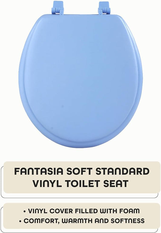 Soft Standard Vinyl Toilet Seat, Light Blue, 17 in