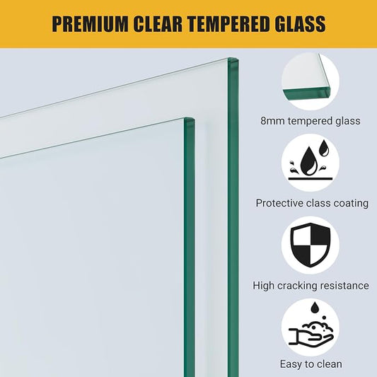 Shower Glass Door with Waterroof Seal Strip (56-60" W x 75 "H), Frameless Shower Sliding Door with Clear SGCC Tempered Glass 5/16" (8mm), Stainless Steel Hardware, Gold