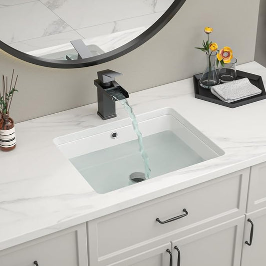Undermount Bathroom Sink 20''x16'' White Rectangle Bathroom Sink Porcelain Ceramic Sink Vanity Basin Lavatory Sink Vessel Sink