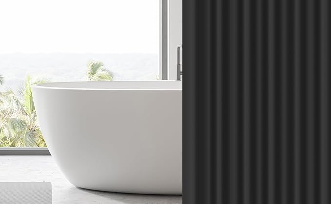EHZNZIE Black Shower Curtain Liner 72x72, PEVA Waterproof Bath Curtain, No Chemical Smell, 3 Weighted Magnets, Durable with Rustproof Metal Grommets