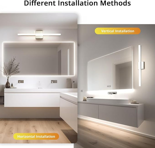 Lights for Bathroom Vanity Fixtures Above Mirror, Modern Wall Lamp | 24 Inch Long, Chrome, Soft Shadow Free, Linear, for Power Room, Rustproof, 4000K Natural White, Lampara para Baño, 1 Pack