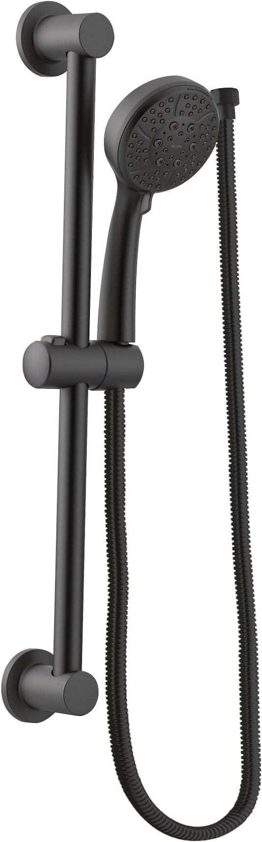 Moen Matte Black Eco-Performance 4-Spray Pattern Detachable Handheld Showerhead with 69-Inch-Long Hose and 30-Inch Slide Bar, 3669EPBL