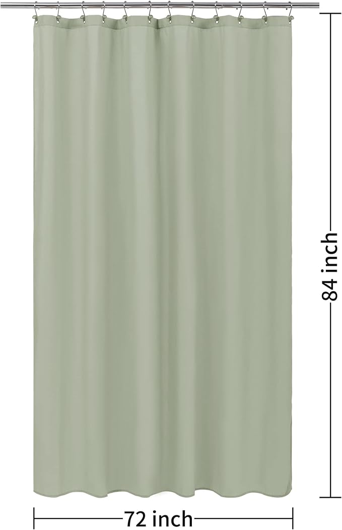 ALYVIA SPRING Extra Long Waterproof Fabric Shower Curtain Liner Sage, 72x84 | 3 Magnets, Soft Cloth & Hotel Quality, Machine Washable, Light-Weight, Extra Long Size