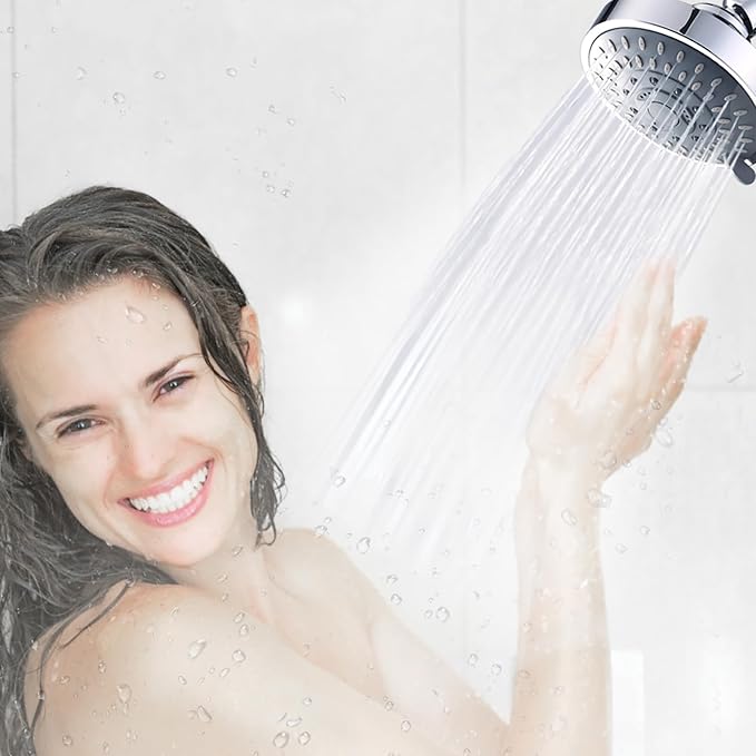 AISOSO High Pressure Rain Shower Head 2PCS 5 Modes 4.1 Inch Chrome | Low Water Pressure Compatible, Powerful Spray Fixed Showerhead for a Relaxing Indoor & Outdoor Shower