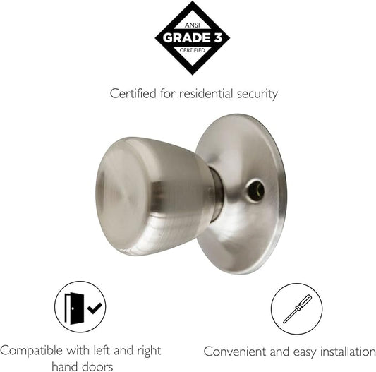Design House 728386 Terrace Dummy Door Knob Satin Nickel (Pack of 2)
