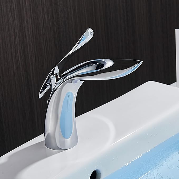 BiaoTeng Black Single-Handle Bathroom Sink Faucets Hot and Cold Brass Black Faucets for Bathroom Sink Single Hole