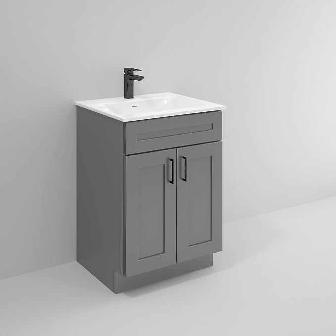 Bathroom Vanity Sink Base Ready-to-Assemble Bathroom Cabinet 24"/30'/36" Width (Vanity Base in Grey Shaker, 24 inch)