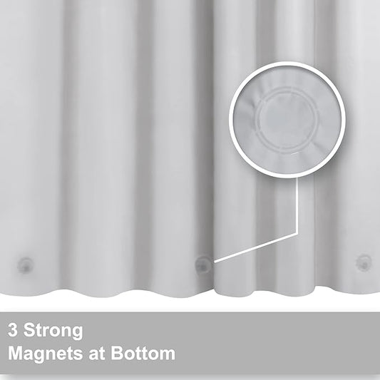 Barossa Design Extra Long Shower Curtain Liner with 3 Magnets - 72" x 84" XL, Waterproof PEVA Lightweight Shower Liner for Bathroom, PVC Free, Metal Grommets - Silver Gray, 72x84
