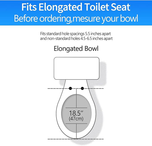 MUU Toilet seat, Slow Close, White heavy duty Toilet Seat with Non-slip Seat Bumpers Easy to Install & Clean PP Material Replacement Toilet Seat Fits All Toilet Brands Elongated Toilets(MU220-PP)