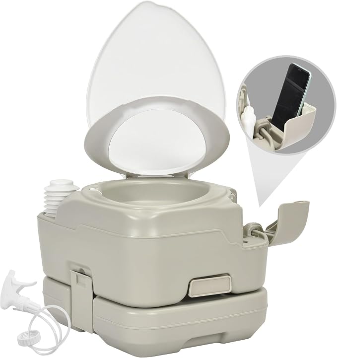 YITAHOME 5.3 Gallon Portable Travel Toilet RV Porta Potty | Handle Flush Pump Detachable Water Tank for Camping Boating Hiking Trips
