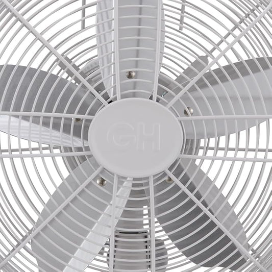 Good Housekeeping 92602 All-Metal 12" Retro Desk Office Table Fan with Wide Oscillation, 3-Speed Settings & Carrying Handle, Matte White