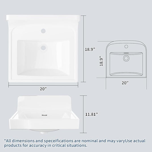 20X17 Inch White Ceramic Drop-in Bathroom Sink, Oval Vanity Top with & 3-Hole Faucet (1.25" Centers), CUPC Certified Contemporary Lavatory for Small Spaces