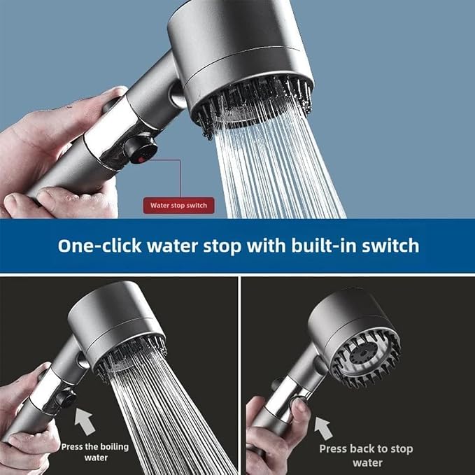 Shower Drops Head Filtered Showerhead With Five Filters,Filtered Shower Head With Handheld,High Pressure Turbo Showerhead,Reusable,Adjustable Settings With Hose4-piece set abc