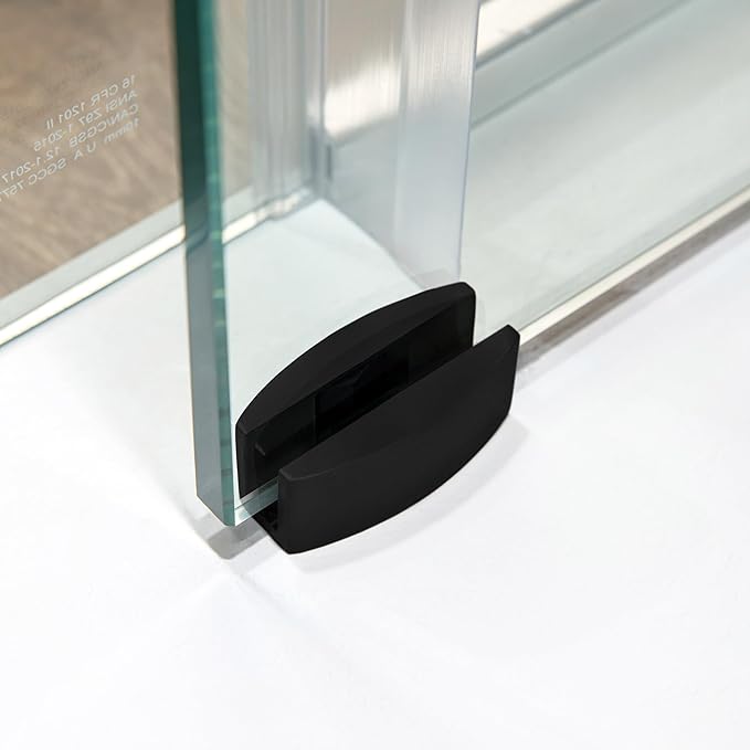 Woodbridge Frameless Single Sliding Shower Doors in Matte Black Finish, 57.5-60" Width x 62" Height with 3/8"(10mm) Clear Tempered Glass, Soft Close System and Explosion-Proof Film, BSDC6062-MB