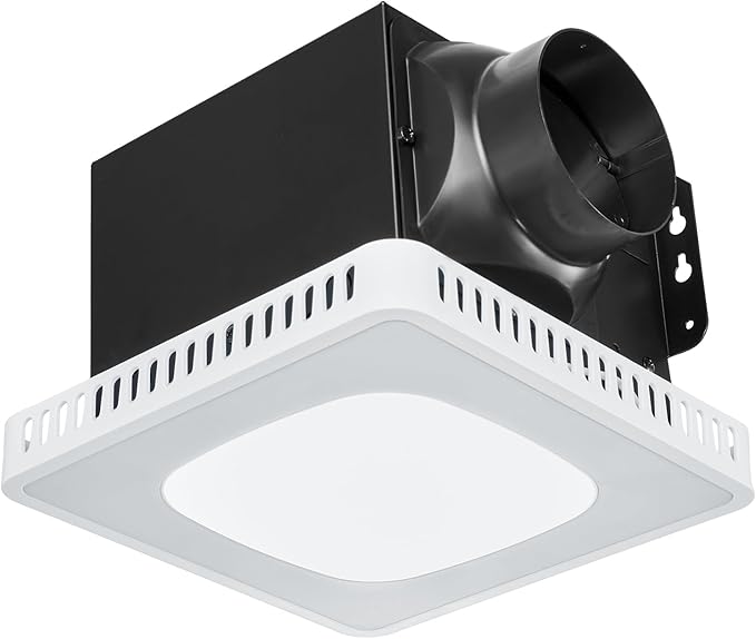 VEVOR Bathroom Exhaust Fan, 80-110-130 CFM Bathroom Vent with Seven Colors RGB Lights, 1.5 Sones Low-Noise, Premium DC Motor Ceiling Fan for KTV Laundry Room, Storage Room, Ventilation, White