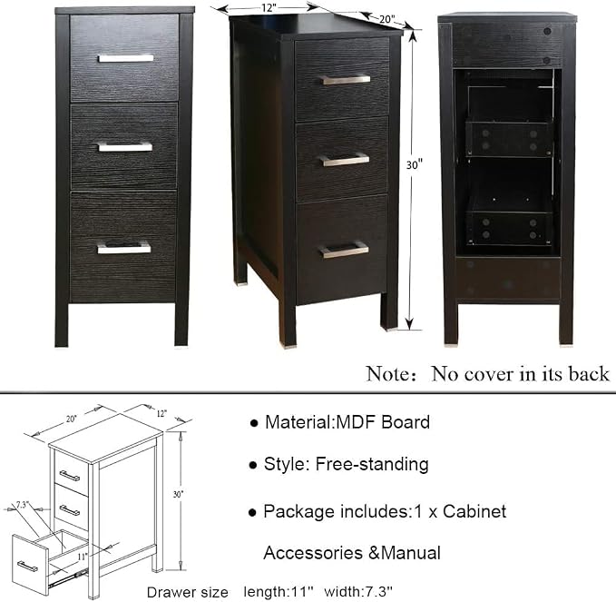 60" Double Sink Bathroom Vanity,Black Bathroom Vanity with Double Side Vanity Cabinets & Removable 3 Drawer Storage Cabinet,Modern Vessel Sink Combo,Mirror Not Included(032WH)