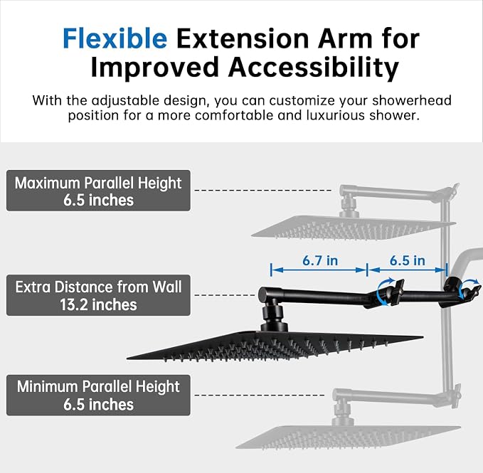 G-Promise All Metal 10 Inches Rainfall Shower Head with Handheld Combo | All Metal, Built to Last, Easy Install, Adjustable Height & Angle for All Heights, Extra Long Hose, Modern Upgrade