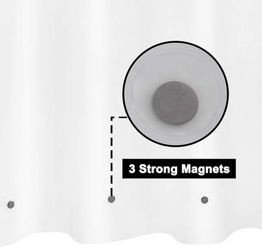 Barossa Design Frosted Stall Shower Curtain Liner with 3 Magnets - 36" x 72", Waterproof PEVA Shower Liner for Small Bathroom Stall, PVC Free, Metal Grommets - Frost, 36X72