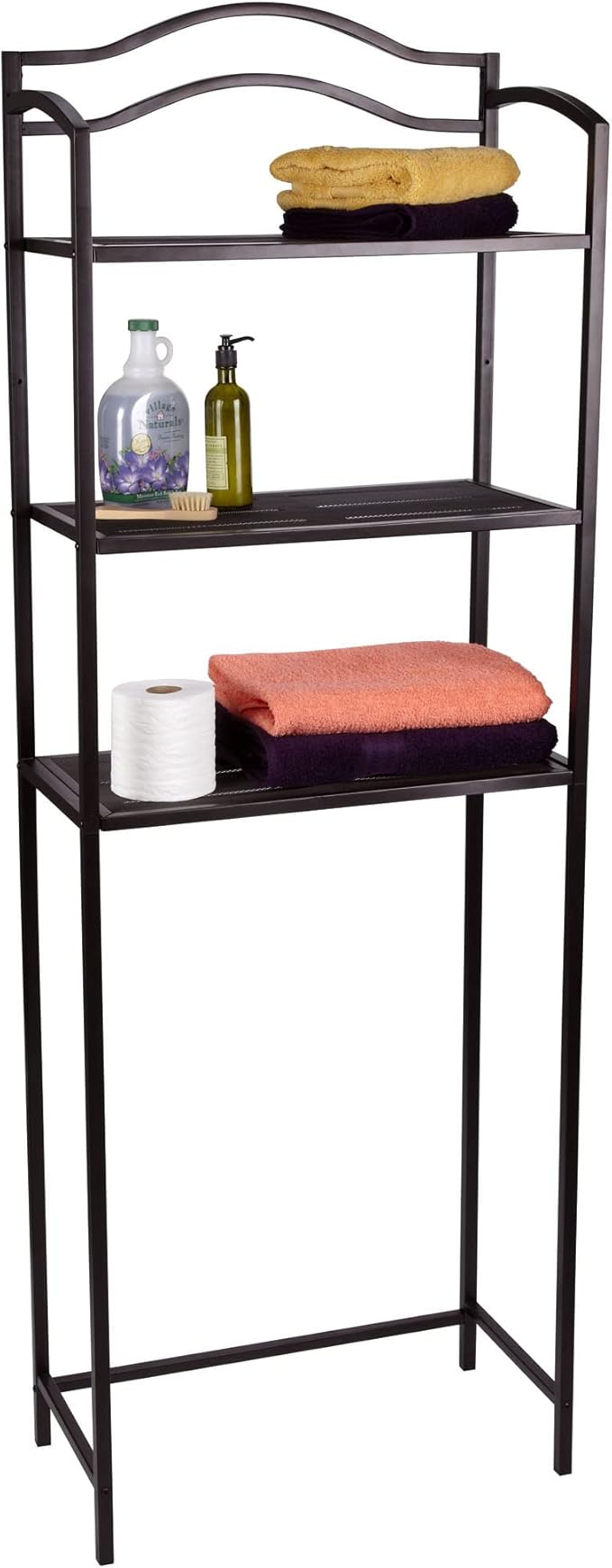 Household Essentials 3-Tier Over the Toilet Storage Shelf, Espresso Brown