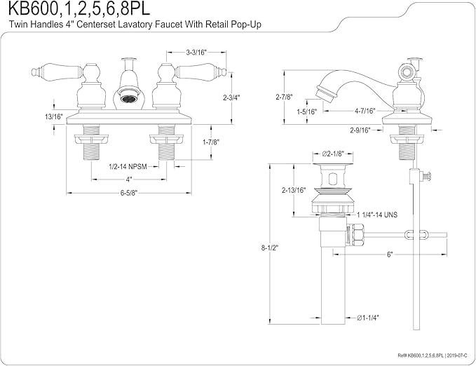 Kingston Brass KB605PL Restoration 4-Inch Centerset Lavatory Faucet with Porcelain Lever Handle, Oil Rubbed Bronze , Oil-Rubbed Bronze