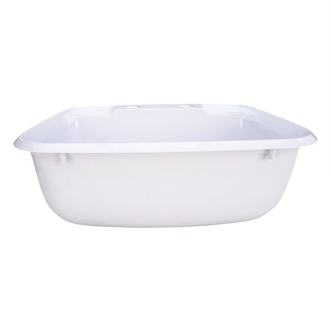 RecPro RV White Bathroom Sink with Faucet Single Bowl Plastic Lavatory