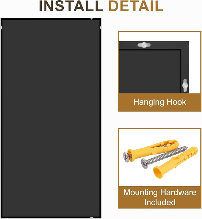 Rectangular Bathroom Mirror, 60"x30" Black Metal Framed Vanity Mirror | HD Shatterproof Wall Mirror, Horizontal or Vertical Hanging, Easy Installation for Bathroom, Bedroom, Living Room, Entryway