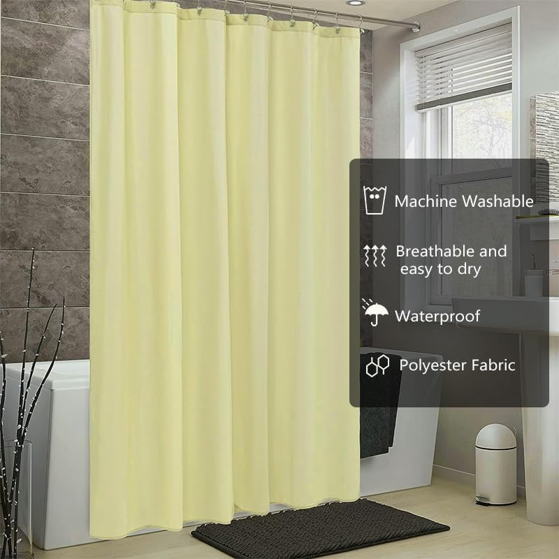 LLSCL Lemon Yellow Fabric Shower Curtain Liner with Magnets, Waterproof Hotel Quality, 72 x 72 Machine Washable