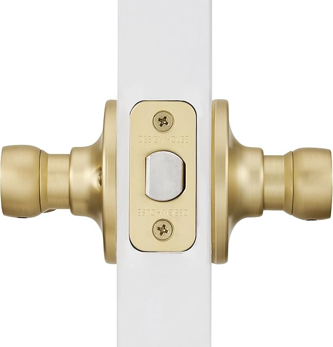 Design House Springdale Passage Hall Closet Interior Door Lever Handle Lockset, Non-Locking Handle Hardware, Satin Gold, 6.375 in x 1.94 in x 2.625 in, Item 728899