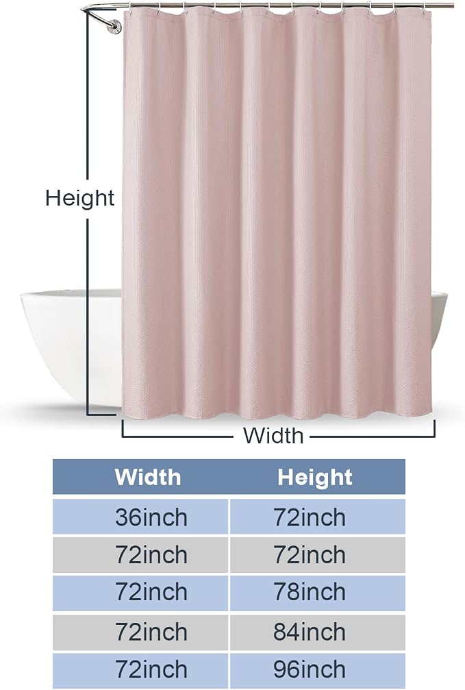 Pink Shower Curtain for Bathroom 84 Inches Eatra Long, Elegant 3D Embossed Textured Cloth Waffle Shower Curtain, Modern Luxury Hotel Style, Water Repellent, Machine Washable, 72X84, Pink