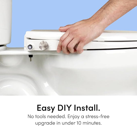 TUSHY Wave Non-Electric Bidet Toilet Seat | Sleek Elongated Design, Quick-Release for Easy Cleaning | DuoFlow Front & Rear Wash, Self-Cleaning Nozzle, Soft-Close Lid, 10-Min DIY Install, Bamboo Knob