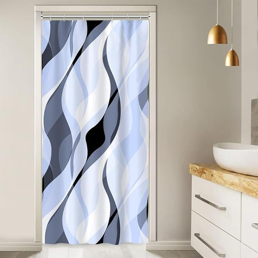 Stall Shower Curtain, Small Light Blue Shower Curtain Set for Bathroom Modern Waterproof Shower Curtain Set with Hooks, 36x72 Inch