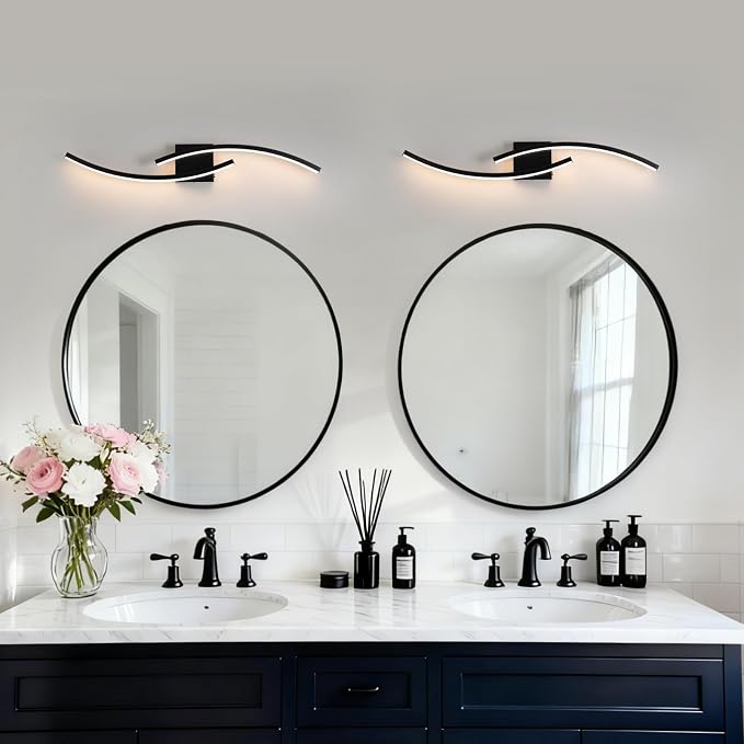31.5 inch Modern Bathroom Vanity Light Black Lights Fixtures Dimmable 5CCT Led Bathroom Light Fixture Over Mirror Modern Wall lamp for Cabinet Hallway