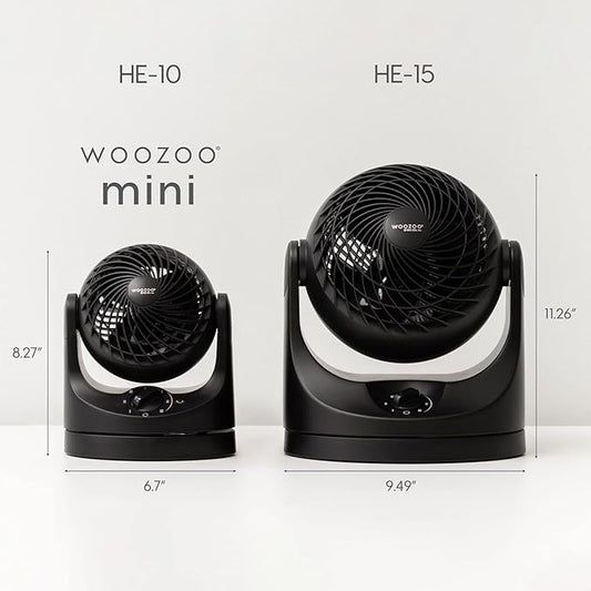 IRIS USA WOOZOO Desk Fan, Oscillating Table Air Circulator, 3 Speeds, 32ft Max Air Distance, 112° Adjustable Tilt, 27.5db Quiet Motor, Small Fan for Bedroom, Office, Dorm, Black