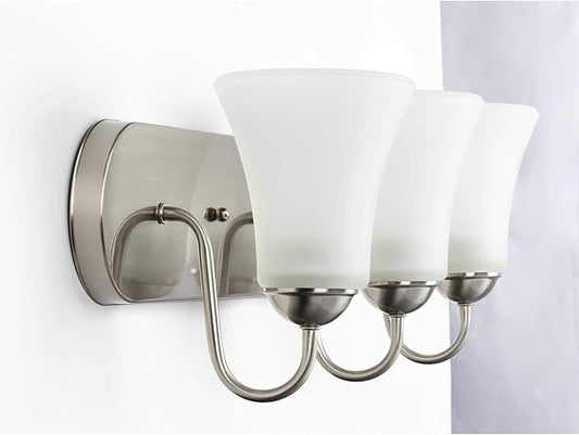 Progress Lighting Classic Collection 3-Light Etched Glass Traditional Bath Vanity Light Brushed Nickel