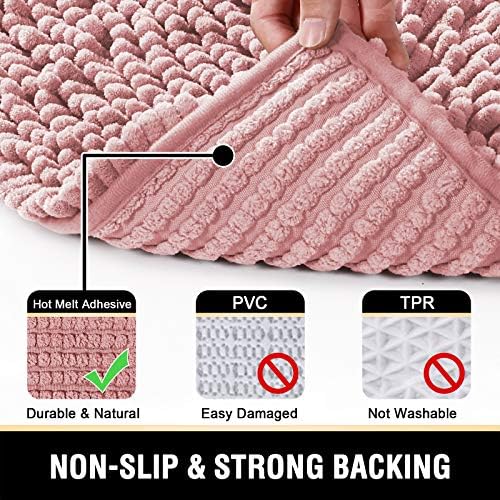 H.VERSAILTEX Bathroom Rugs Non Slip Luxury Chenille Bathroom Mat 47x17 Extra Soft and Absorbent Shaggy Rugs Washable Dry Fast Area Carpet Mats for Bath Room, Tub - Coral Pink