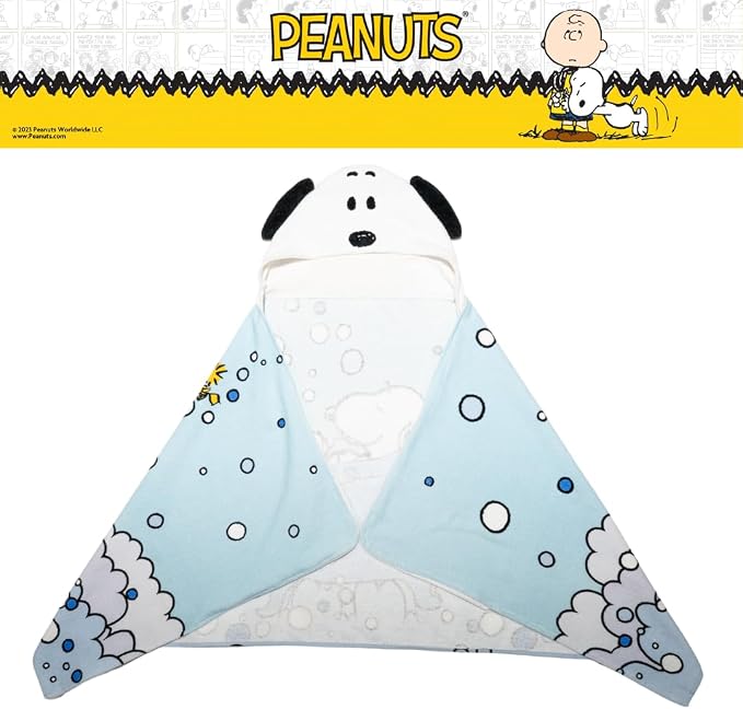 Peanuts Snoopy Bubble Bath Kids Super Soft Bath/Pool/Beach Soft Cotton Terry Hooded Towel Wrap, 24 in x 50 in, (Officially Licensed Product) by Franco