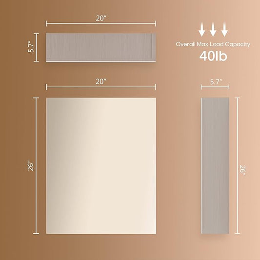 26x20 inch Bathroom Wall Cabinet, Saver Storage Cabinet, Medicine Cabinet with 1 Door and Adjustable Shelves, Grey(Assembly Required)