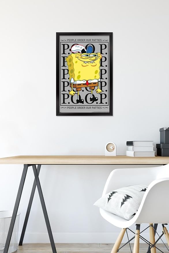 Trends International Nickelodeon Spongebob - P.O.O.P. Wall Poster, 22.4L x 14.7W, Black Framed Version