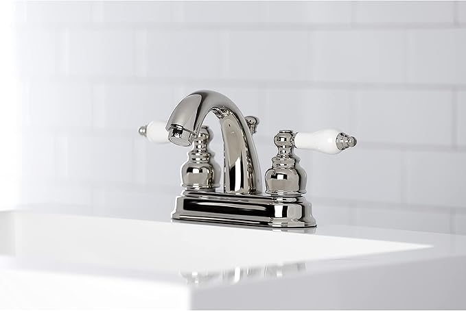 Kingston Brass KB5616PL Restoration 4 in. Centerset Bathroom Faucet, Polished Nickel