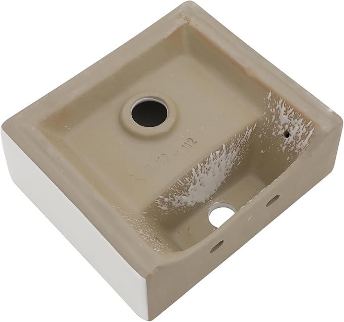 Wall Mount Hung Small Vessel Sink - Bathroom Corner Floating Sink Rectangle 13" x 11" Modern Bathroom White Porcelain Ceramic Vessel Vanity Sink with Faucet Hole