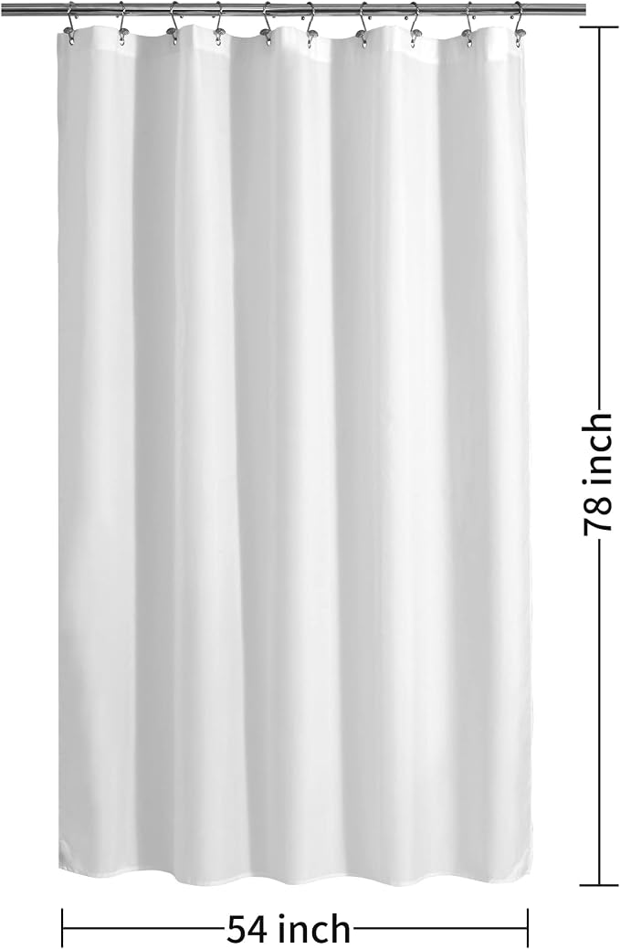 ALYVIA SPRING 54x78 Stall Waterproof Fabric Shower Curtain or Liner White | 2 Magnets, Soft Cloth & Hotel Quality, Machine Washable, Light-Weight, Long Stall Size