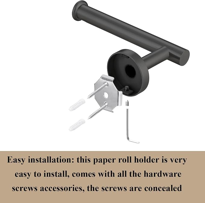 5-Piece Bathroom Hardware Set, Black SUS304 Stainless Steel Bathroom Accessories Kit, Includes 24" Towel Bar, Toilet Paper Holder, Towel Ring & 2 Robe Hooks, Wall Mounted, Rustproof Modern Design