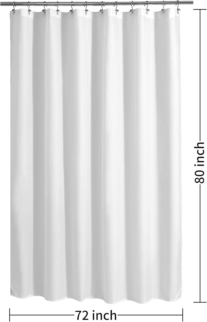 ALYVIA SPRING 72x80 Long Waterproof Fabric Shower Curtain or Liner White | 2 Magnets, Soft Cloth & Hotel Quality, Machine Washable, Light-Weight, Long Size