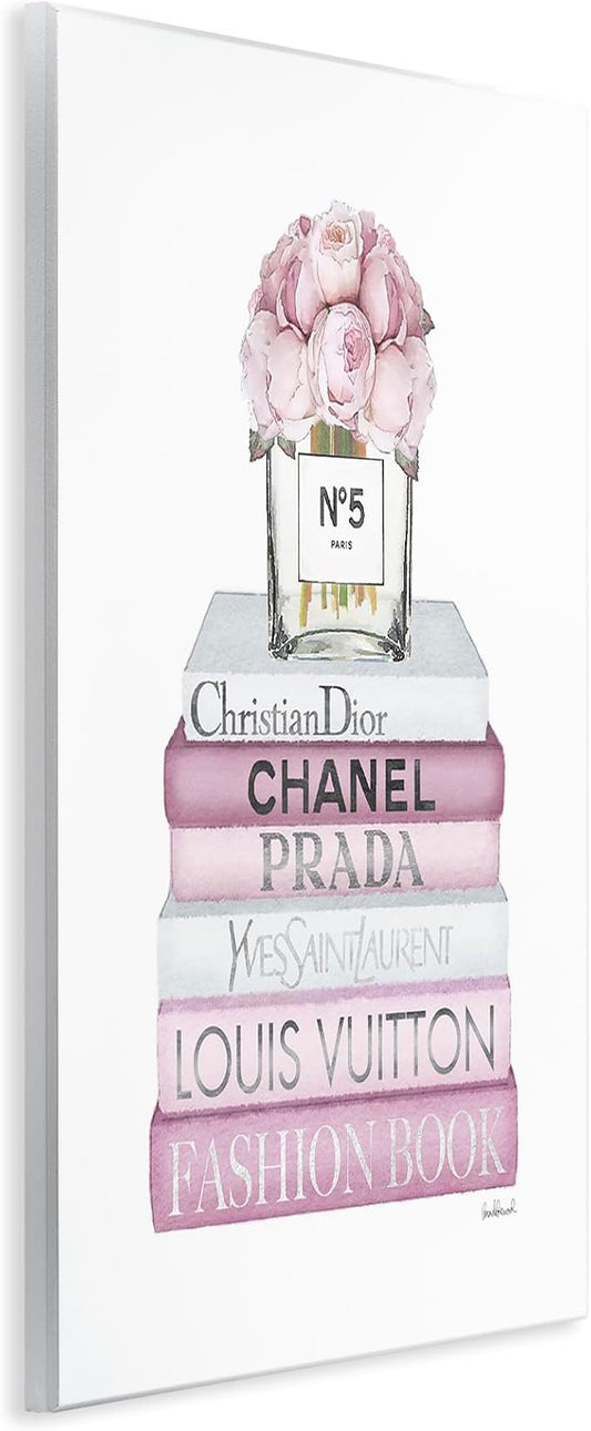Soft Pink Rose Bookstack, 10 x 15 Inch Mounted Print on Wall Plaque | Stupell Industries · By Amanda Greenwood · Ready to hang · Hand finished · Made in USA