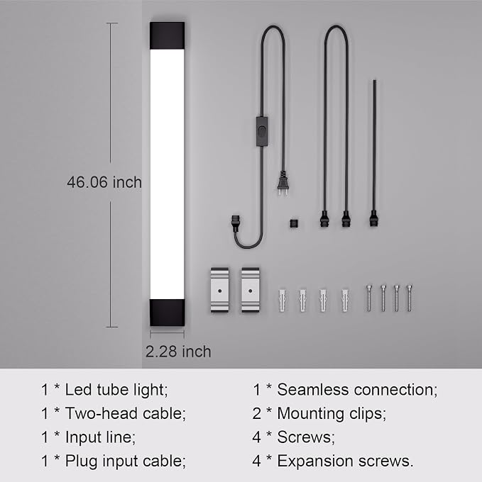 Plug in Light 4FT 5000K Linkable LED Tube Shop Closet Under-Cabinet Utility Lights, IP66 Waterproof, Overhead Ceiling Workbench Light, LED Light Bar for Room Office Garage Shop Bathroom | Overhead Ceiling Lighting Utility Workbench Light, Triproof LED ...