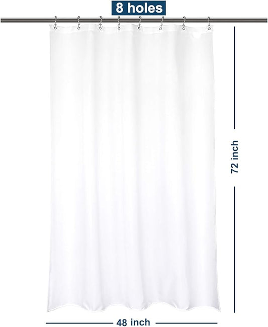 Barossa Design Waterproof Fabric Stall Shower Curtain Liner Microfiber 48" W x 72" H - Hotel Quality, Machine Washable, White Shower Liner for Bath Tub, 48x72